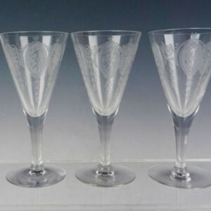 Goddess Woman Etched Tiffin Franciscan Water Wine Goblets Glass 🍷Nude Vintage